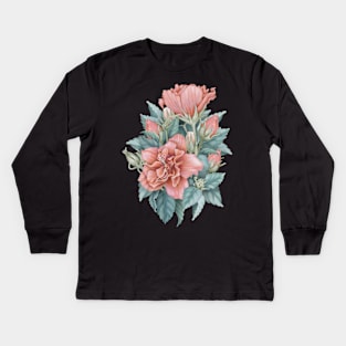 Summer Hibiscus Bouquet Kids Long Sleeve T-Shirt